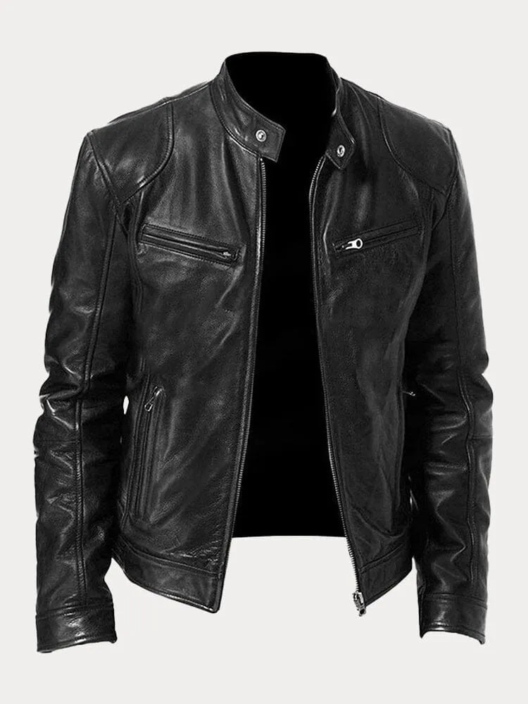Men's Classic Leather Biker Jacket Tailored Fit