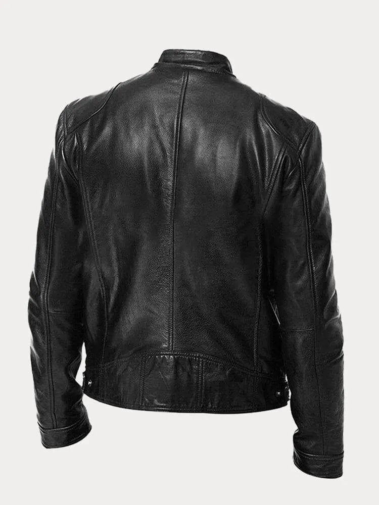 Men's Classic Leather Biker Jacket Tailored Fit