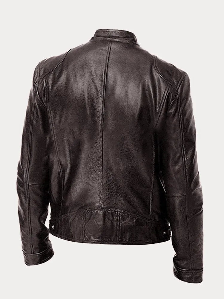 Men's Classic Leather Biker Jacket Tailored Fit