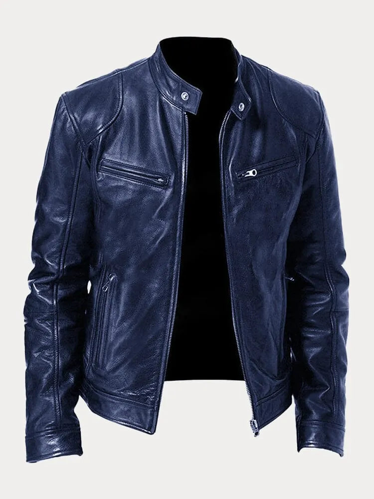 Men's Classic Leather Biker Jacket Tailored Fit