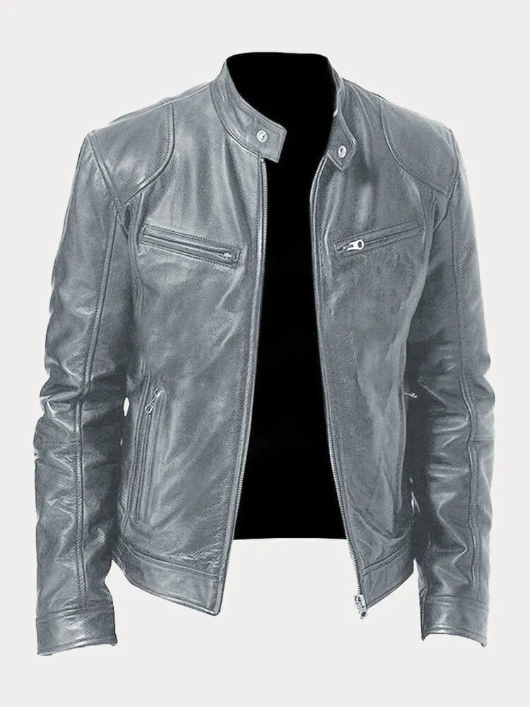 Men's Classic Leather Biker Jacket Tailored Fit