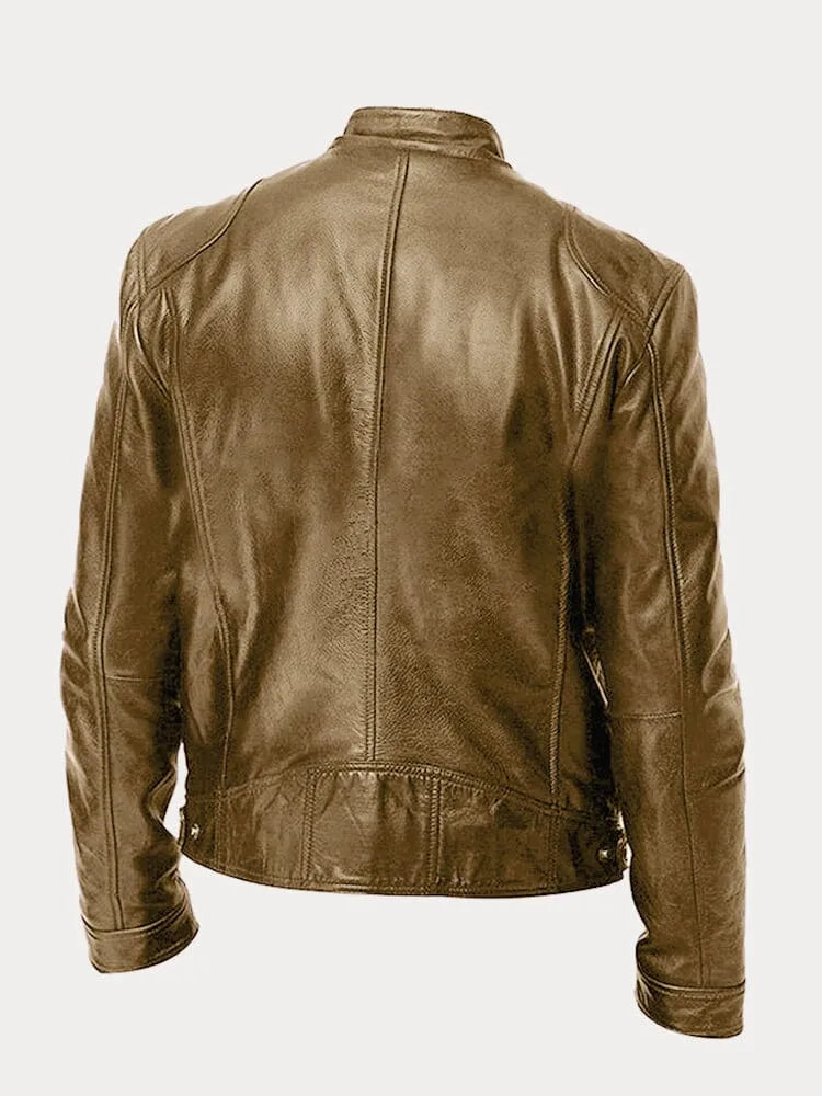 Men's Classic Leather Biker Jacket Tailored Fit