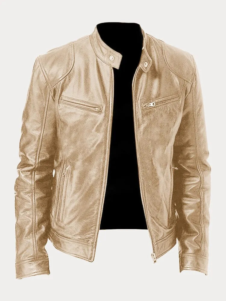 Men's Classic Leather Biker Jacket Tailored Fit
