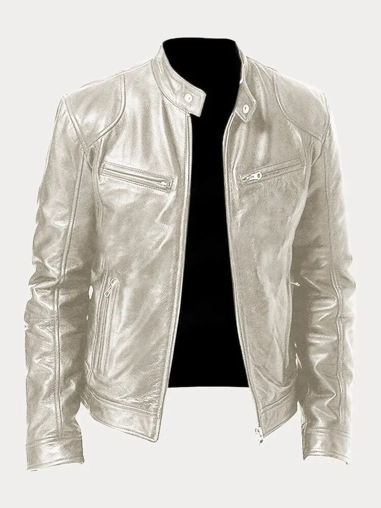Men's Classic Leather Biker Jacket Tailored Fit