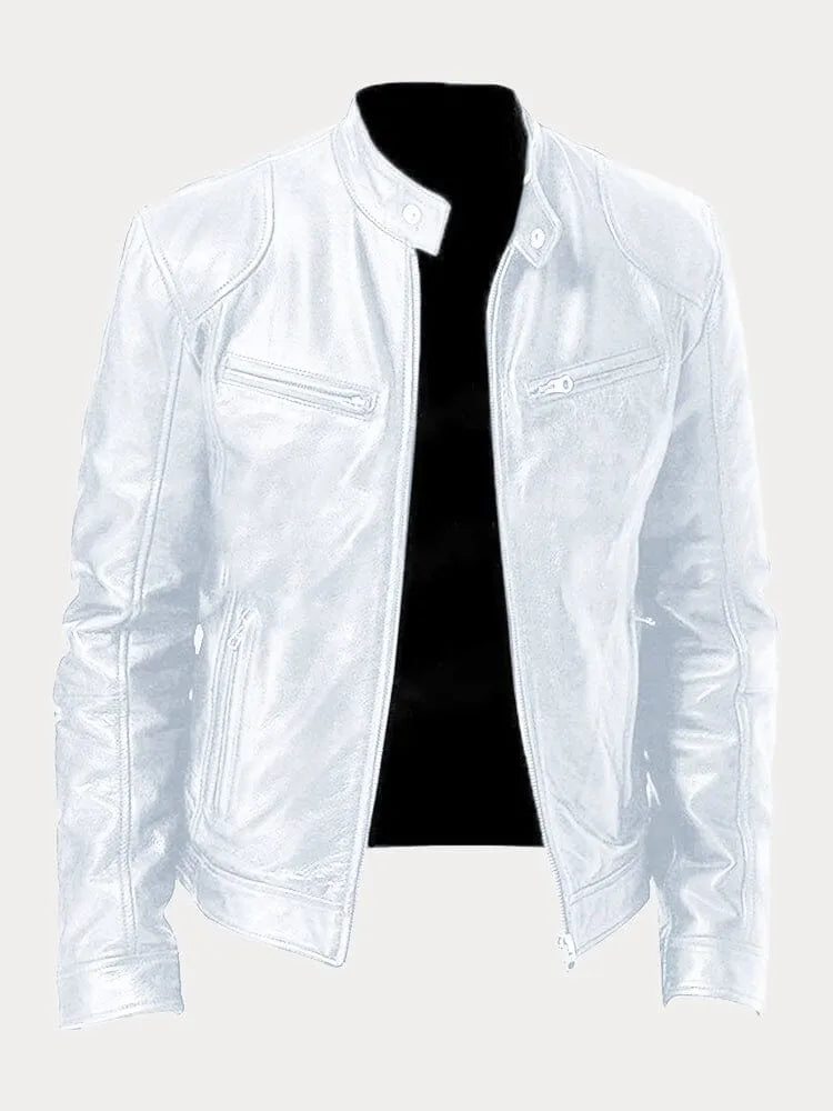 Men's Classic Leather Biker Jacket Tailored Fit
