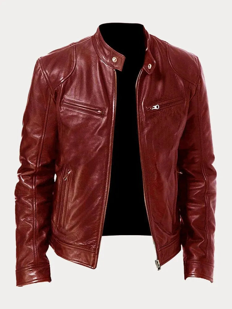 Men's Classic Leather Biker Jacket Tailored Fit