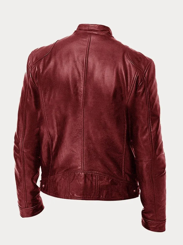 Men's Classic Leather Biker Jacket Tailored Fit