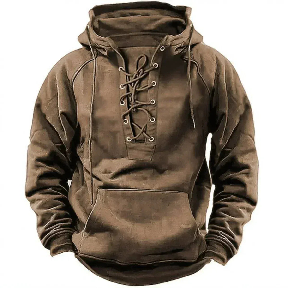 Men's Heavyweight Cotton Fleece Lace Up Hoodie Regular Fit