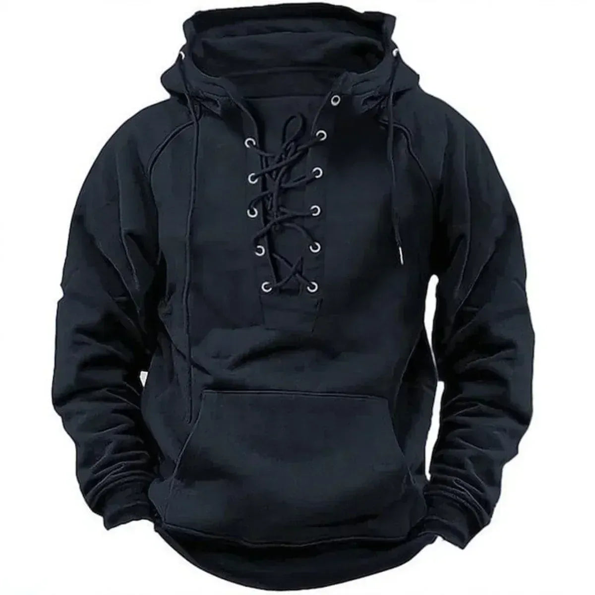 Men's Heavyweight Cotton Fleece Lace Up Hoodie Regular Fit