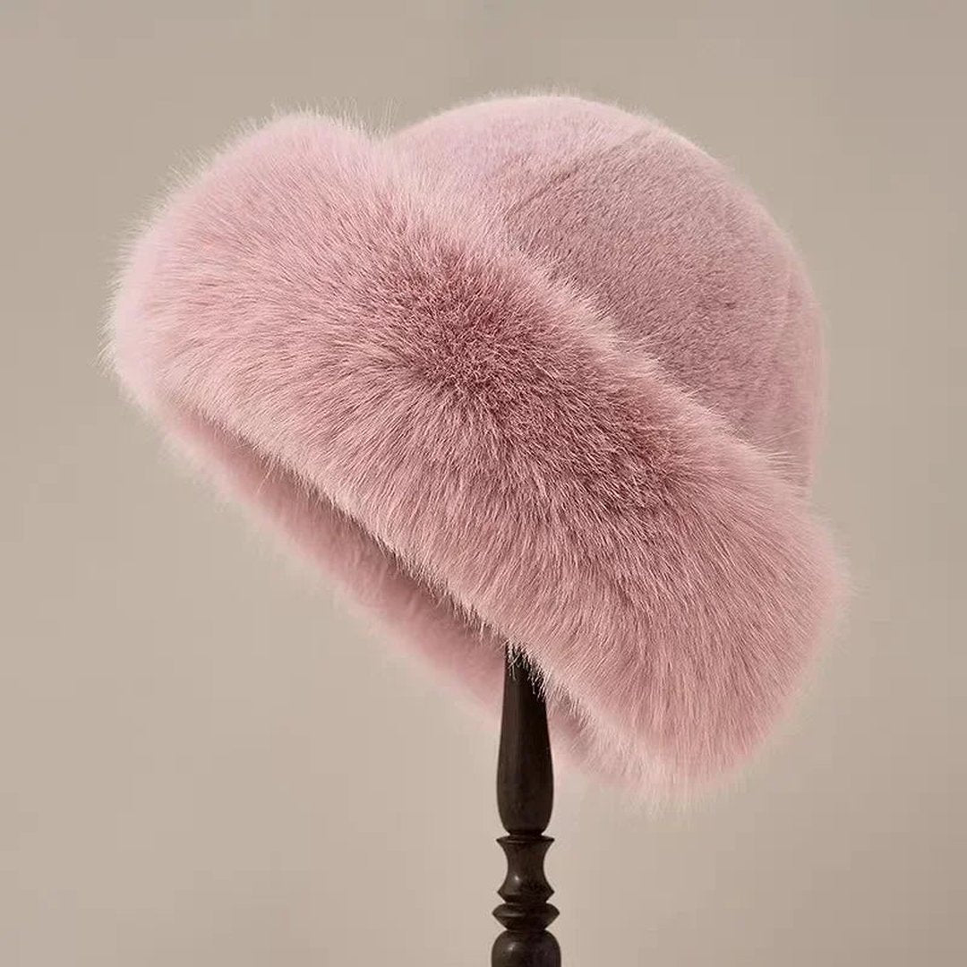 Women's Hand Finished Fluffy Fur Brim Winter Hat