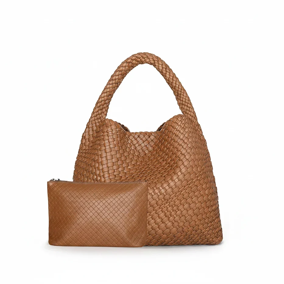 Woven Vegan Leather Tote Bag