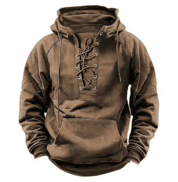 Men's Heavyweight Cotton Fleece Lace Up Hoodie Regular Fit