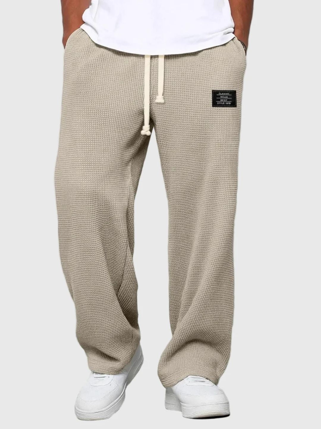 Men's Drawstring Waist Wide Leg Casual Pants Relaxed Fit