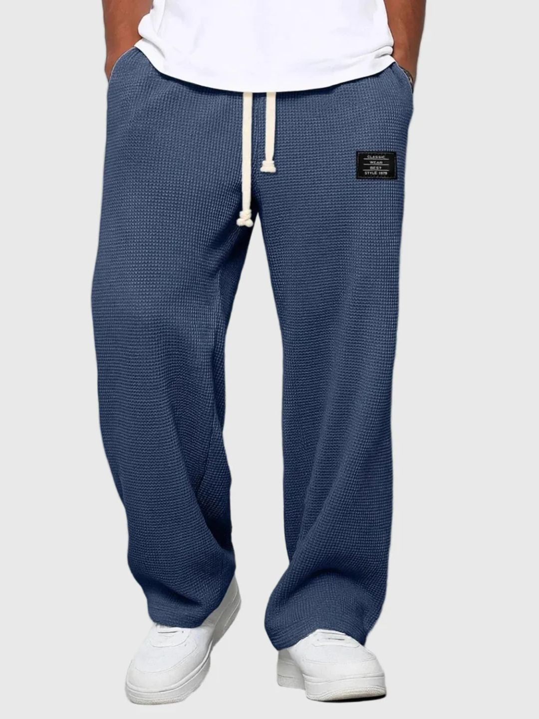 Men's Drawstring Waist Wide Leg Casual Pants Relaxed Fit