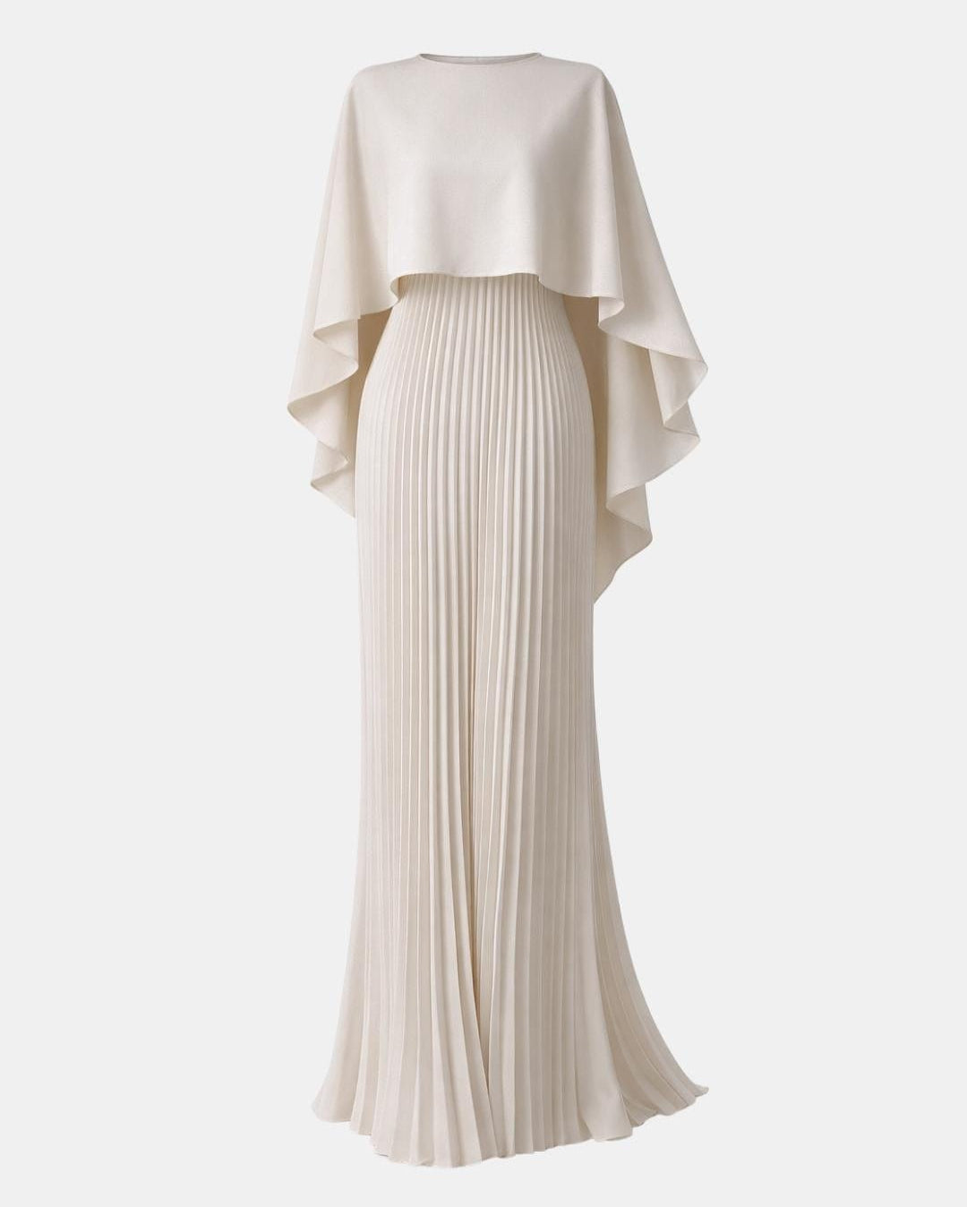 High-Neck Pleated Chiffon Maxi Dress