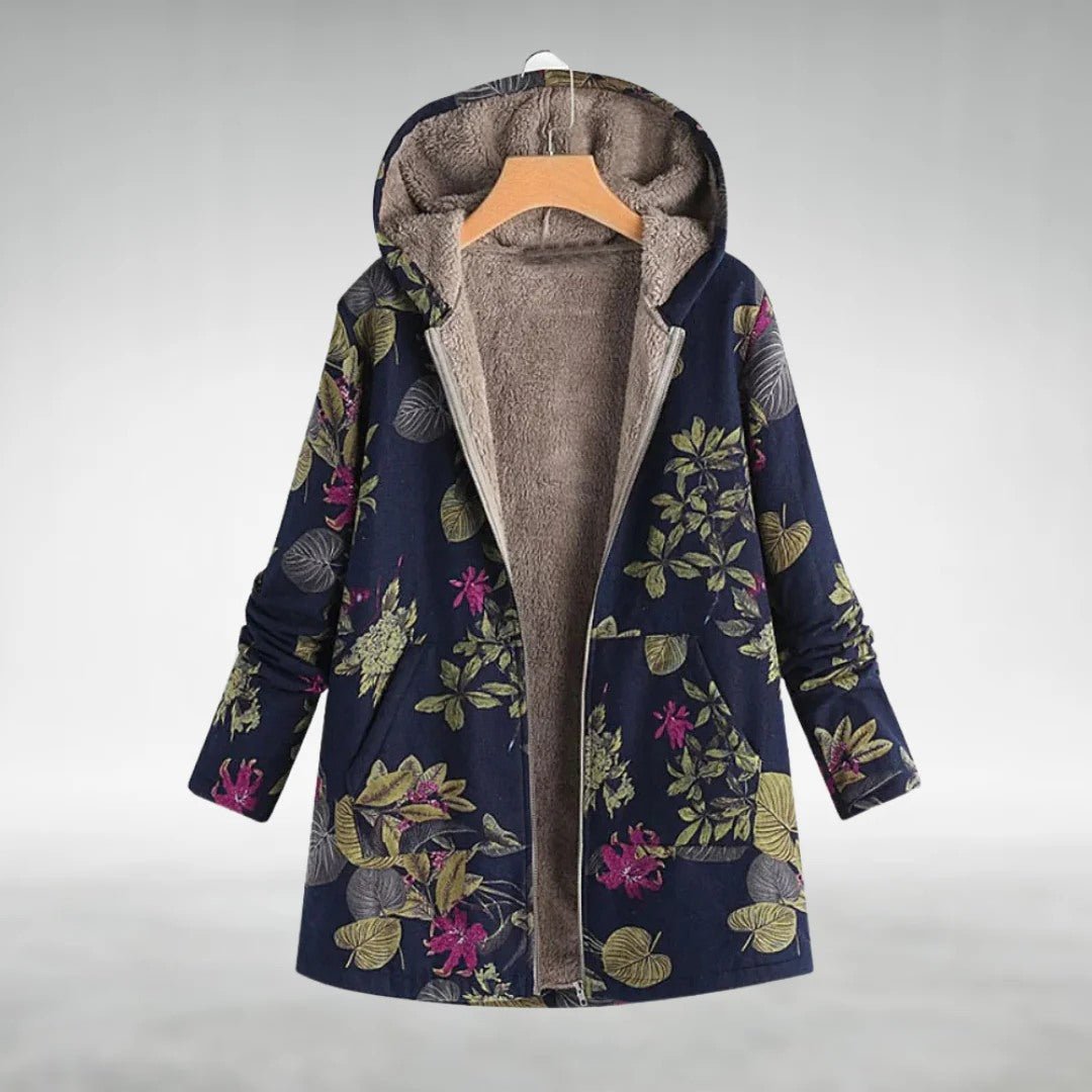 Women's Floral Print Brushed Fleece Hooded Jacket