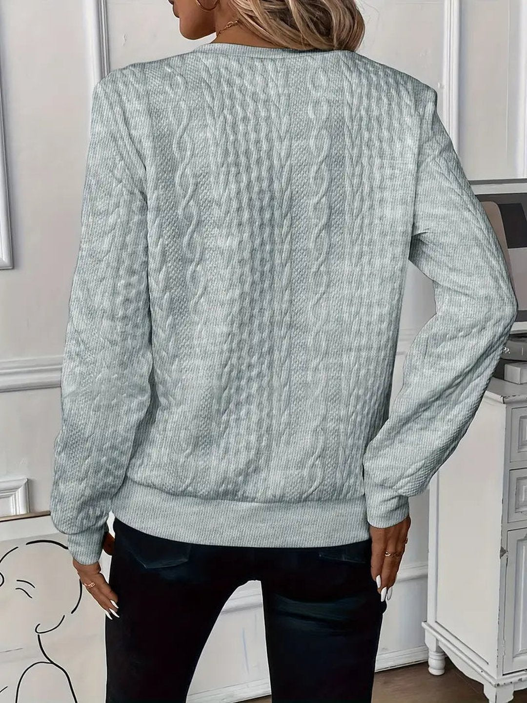 Women's Textured Knit Quarter Zip Jumper Flattering Fit