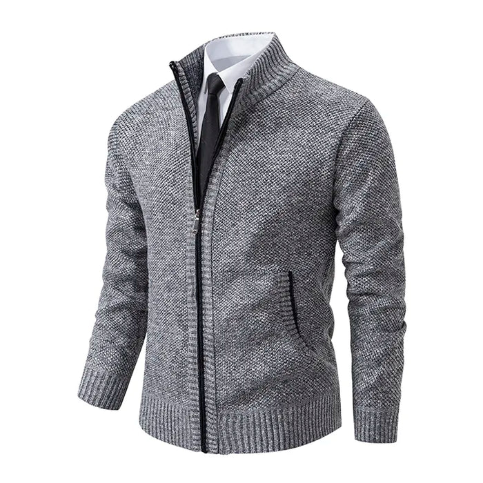 Men's Wool Blend Zip Up Jacket Tailored Fit