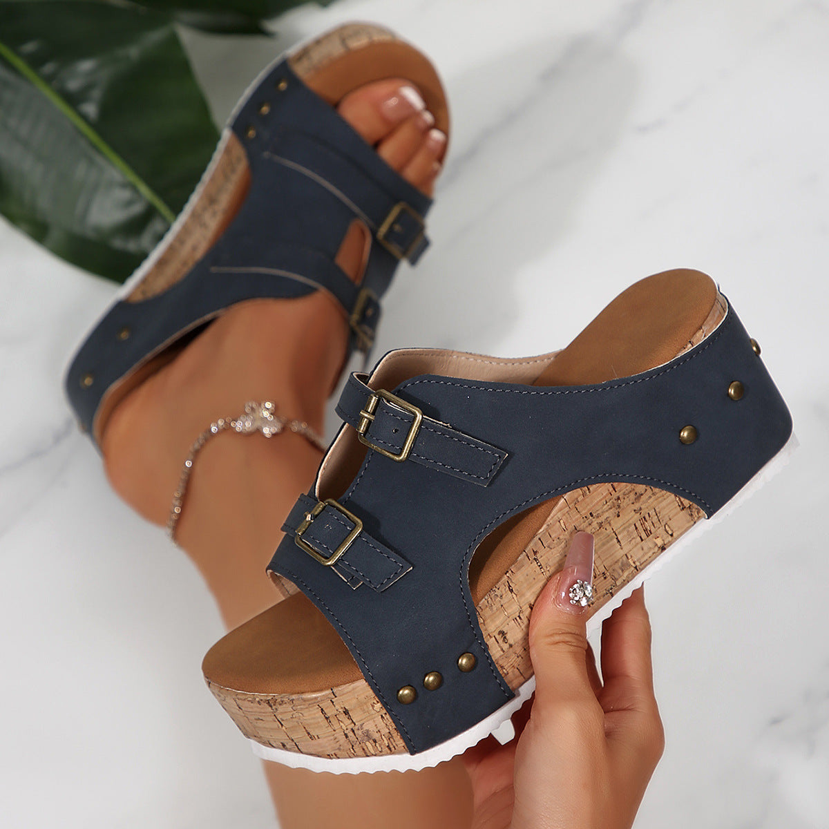 Double-Strap Platform Sandals