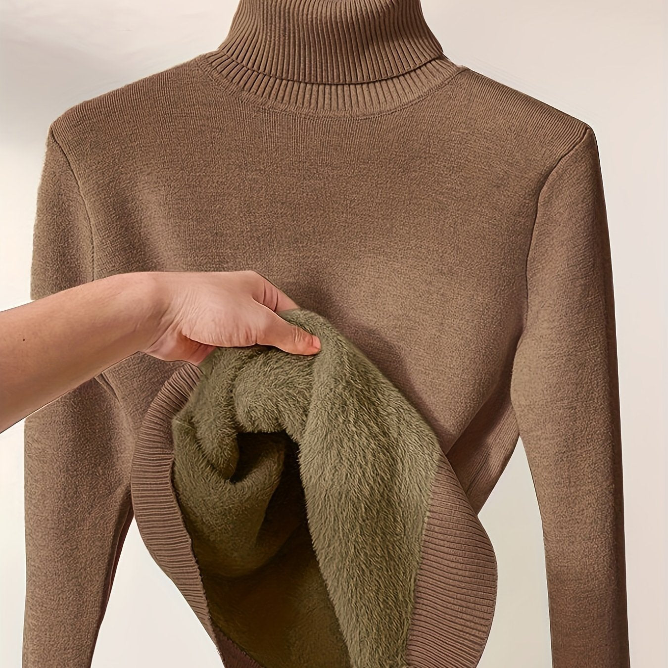 Fleece-Lined Roll-Neck Jumper