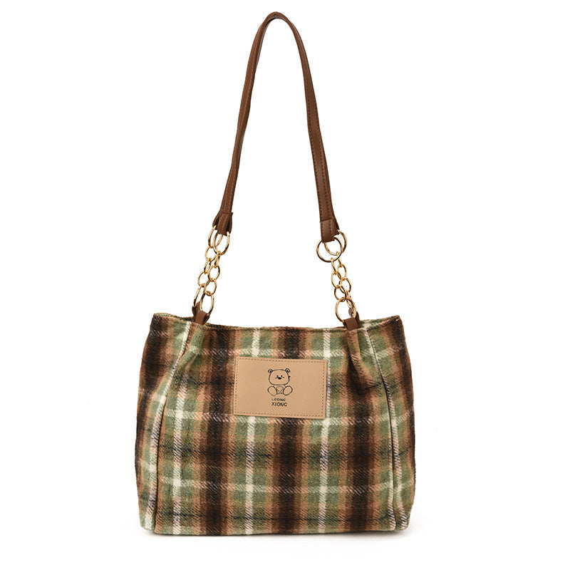 Plaid Wool Tote Bag