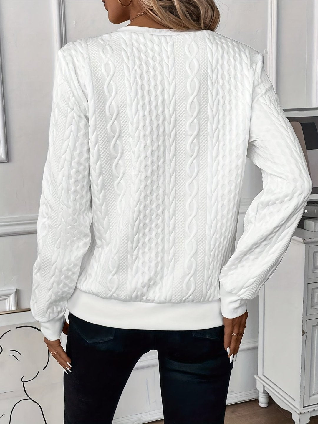 Women's Textured Knit Quarter Zip Jumper Flattering Fit
