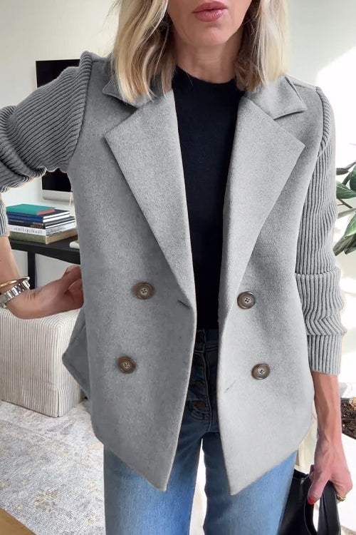 Women's Patchwork Sleeve Button Casual Coat Relaxed Fit