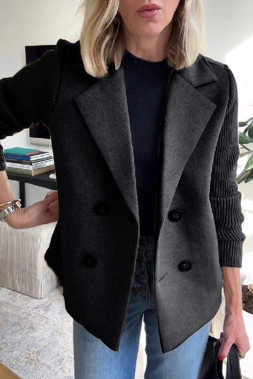 Women's Patchwork Sleeve Button Casual Coat Relaxed Fit