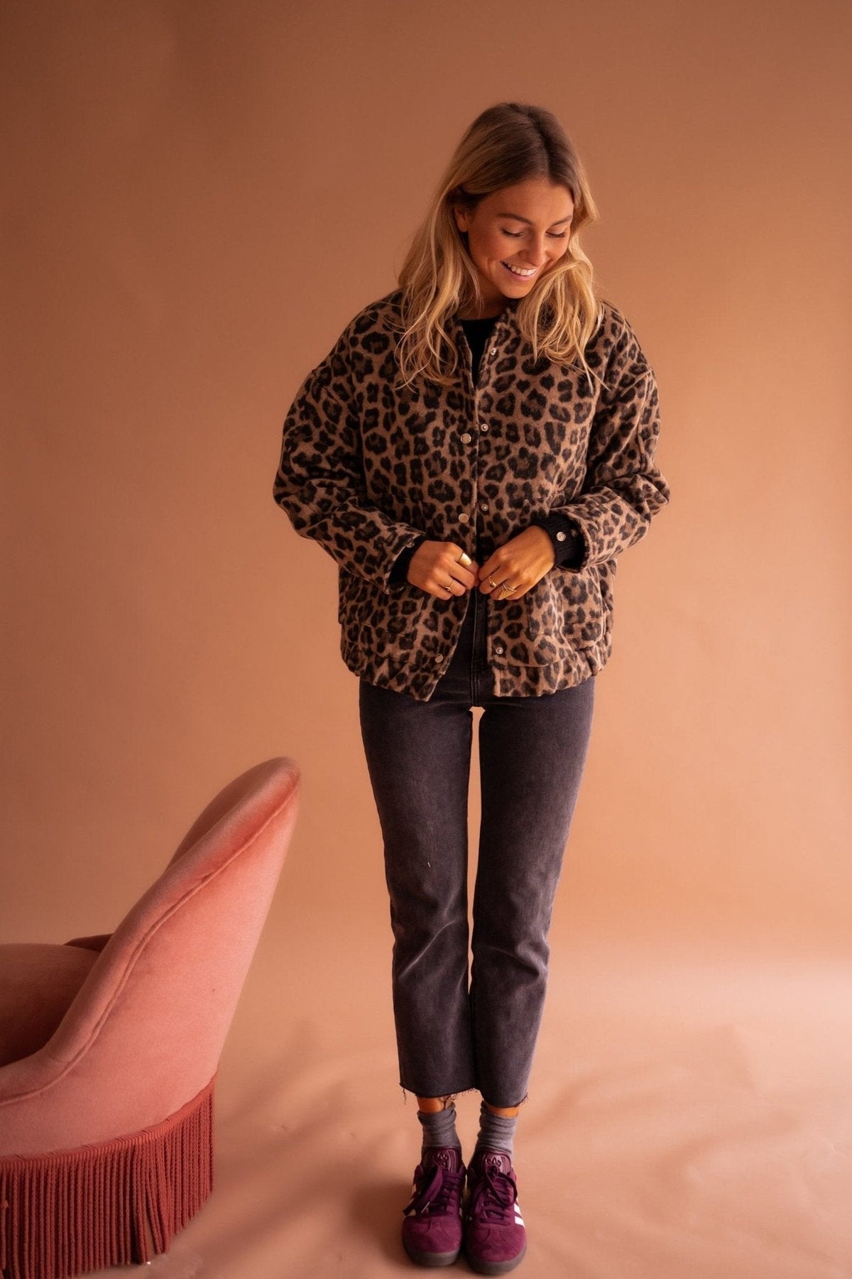 Women's Lightweight Jacket Tailored Fit Leopard Print