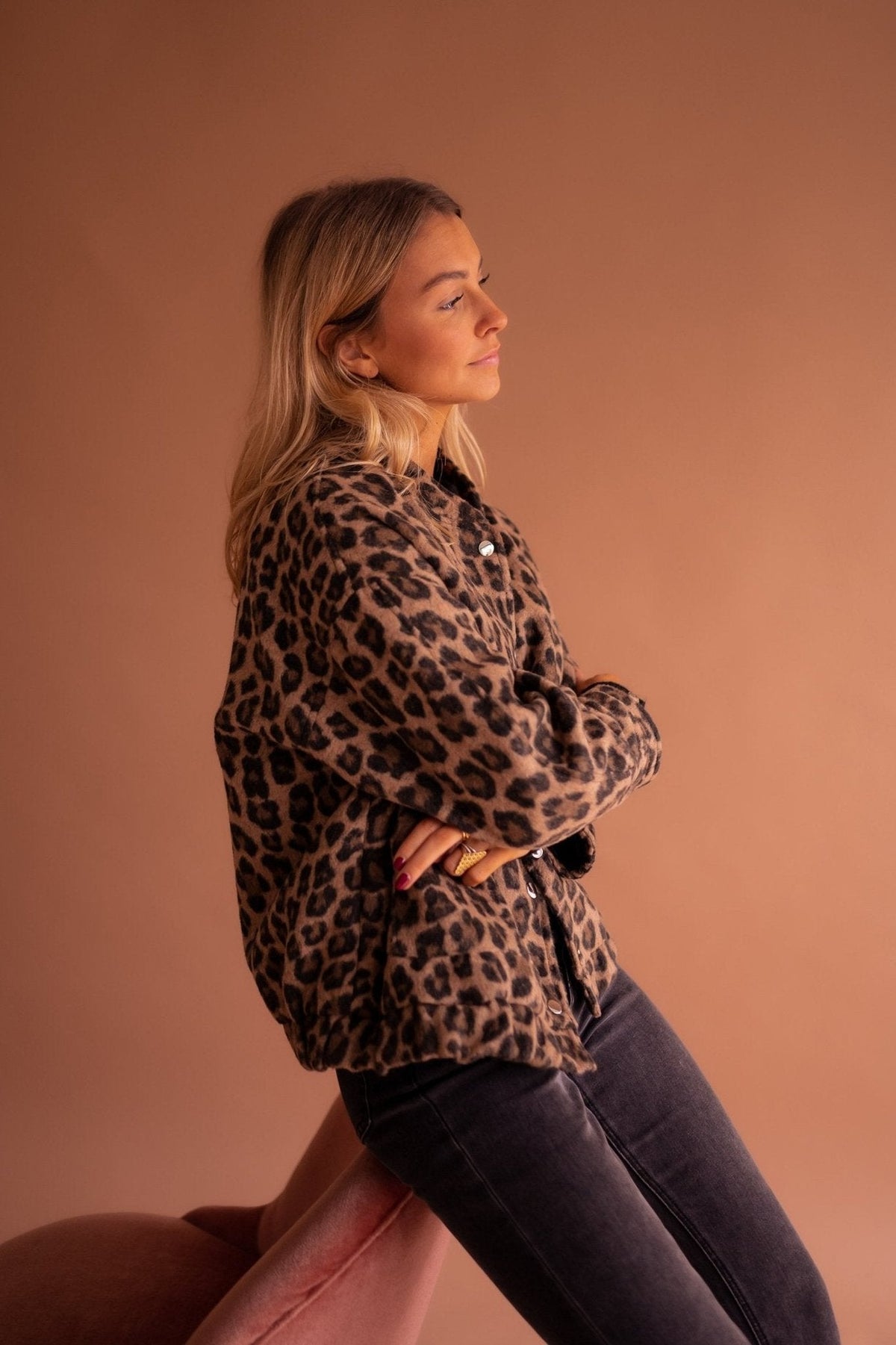 Women's Lightweight Jacket Tailored Fit Leopard Print