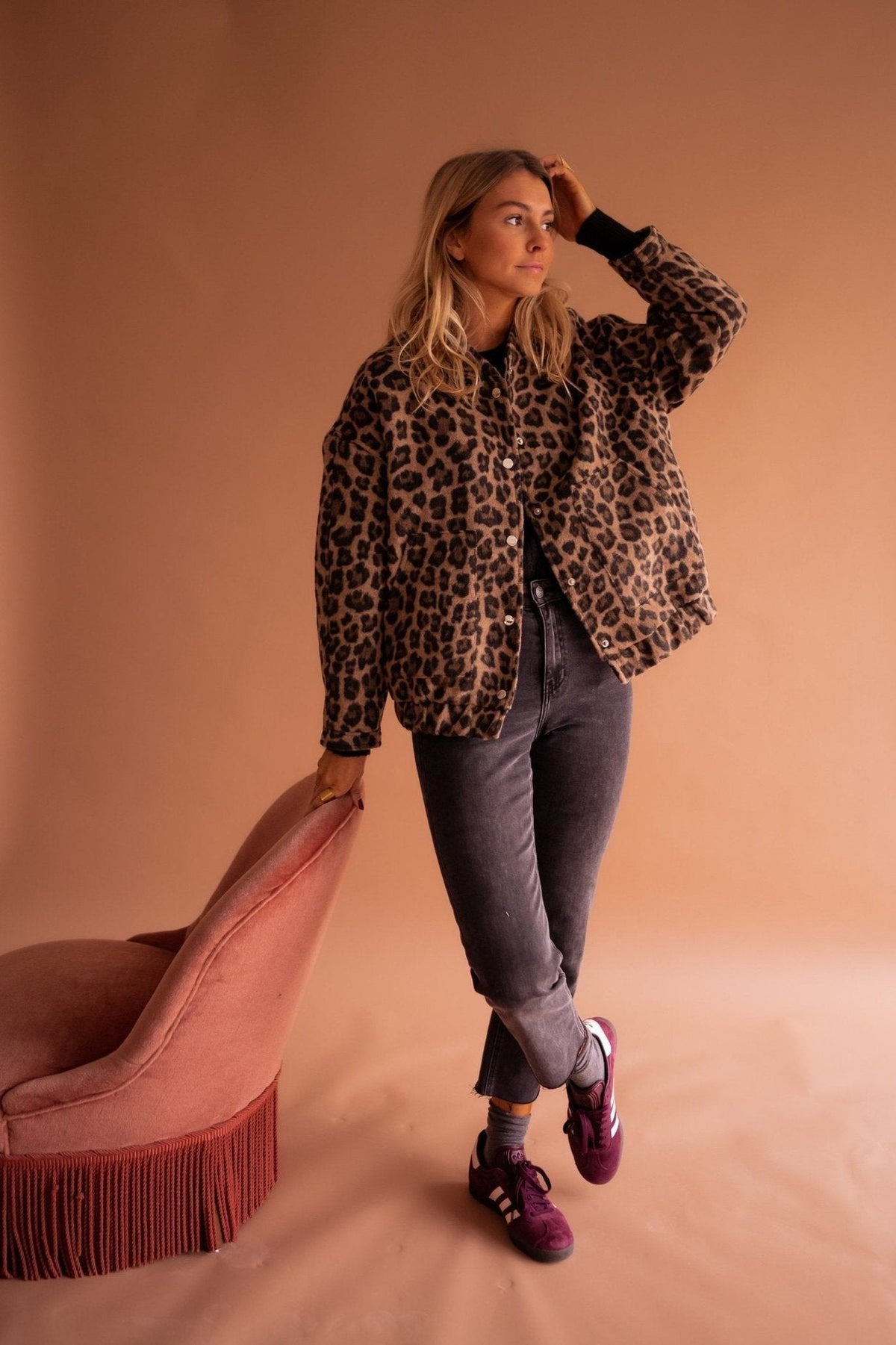 Women's Lightweight Jacket Tailored Fit Leopard Print