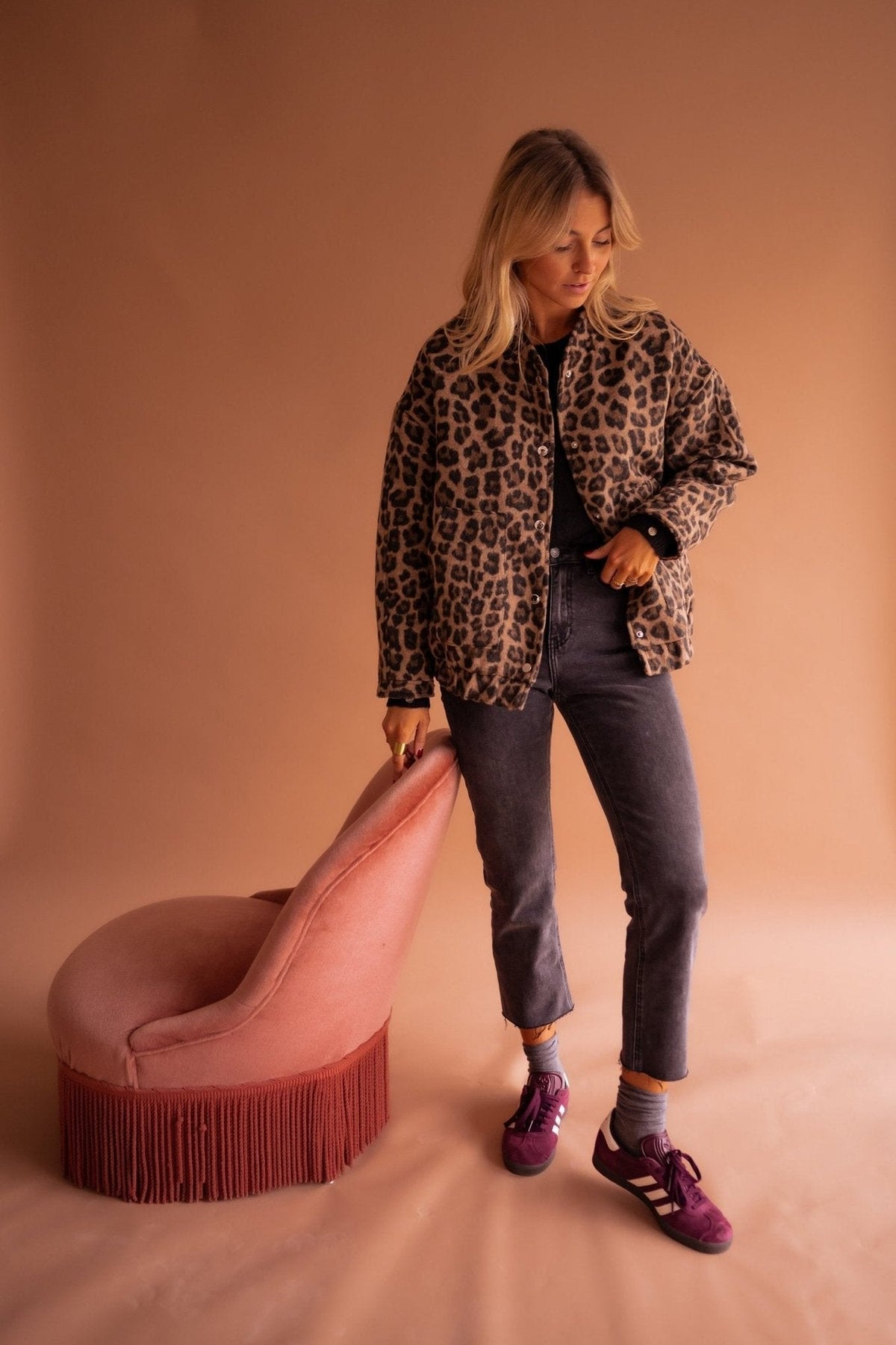 Women's Lightweight Jacket Tailored Fit Leopard Print