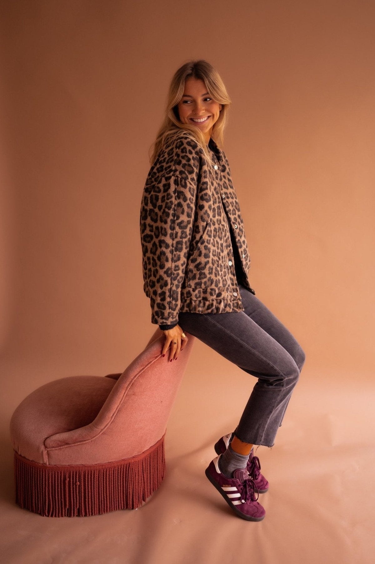 Women's Lightweight Jacket Tailored Fit Leopard Print