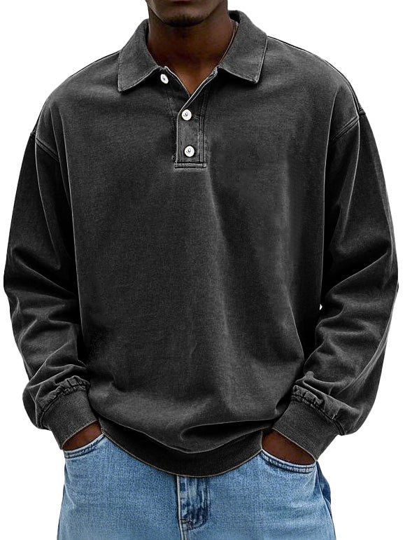 Men's Smart Casual Long Sleeve Polo Shirt Structured Fit