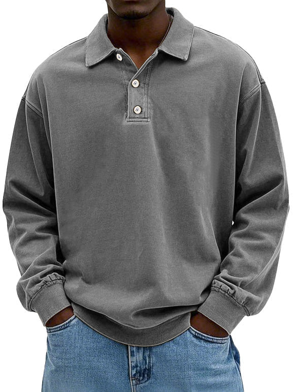 Men's Smart Casual Long Sleeve Polo Shirt Structured Fit