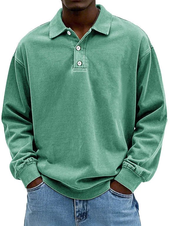 Men's Smart Casual Long Sleeve Polo Shirt Structured Fit