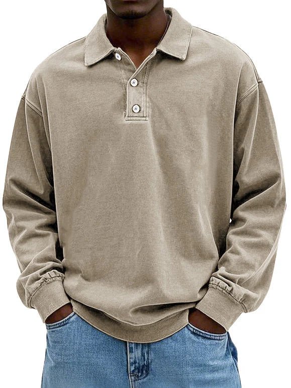 Men's Smart Casual Long Sleeve Polo Shirt Structured Fit