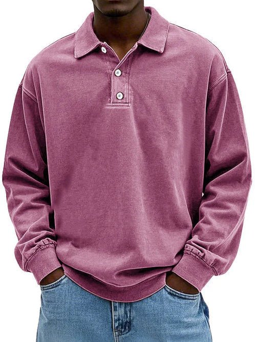 Men's Smart Casual Long Sleeve Polo Shirt Structured Fit