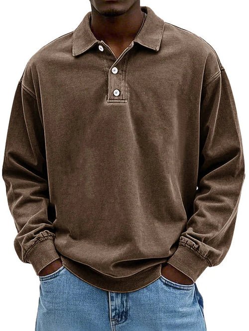 Men's Smart Casual Long Sleeve Polo Shirt Structured Fit