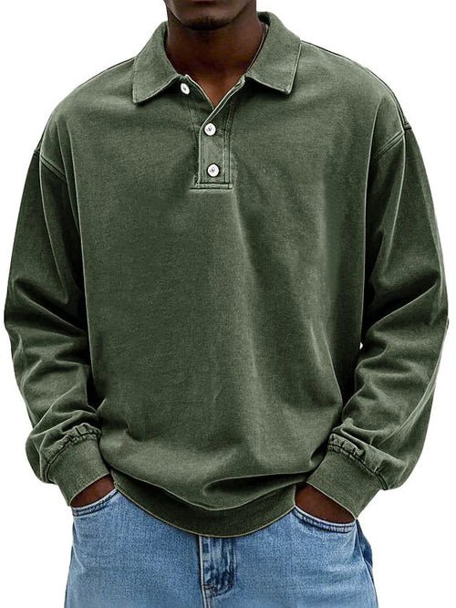 Men's Smart Casual Long Sleeve Polo Shirt Structured Fit