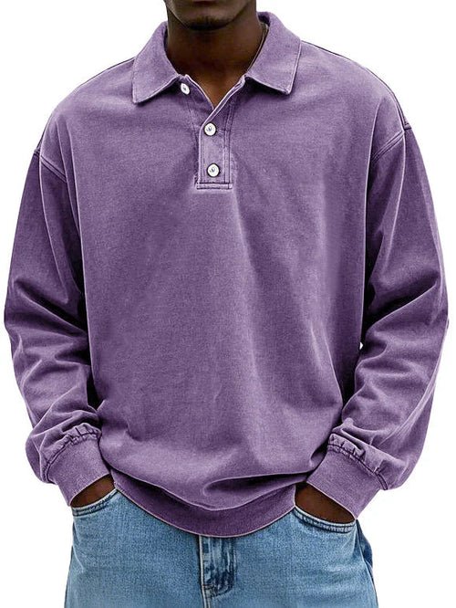 Men's Smart Casual Long Sleeve Polo Shirt Structured Fit