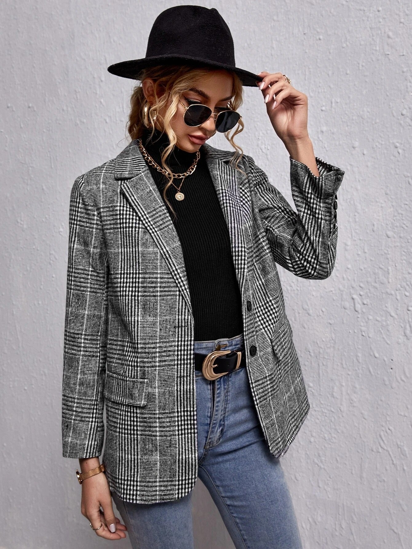 Checked Tailored Blazer