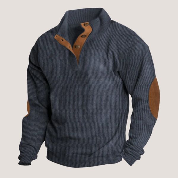 Men's Corduroy Button Collar Sweatshirt Loose Fit
