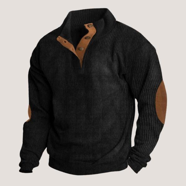 Men's Corduroy Button Collar Sweatshirt Loose Fit
