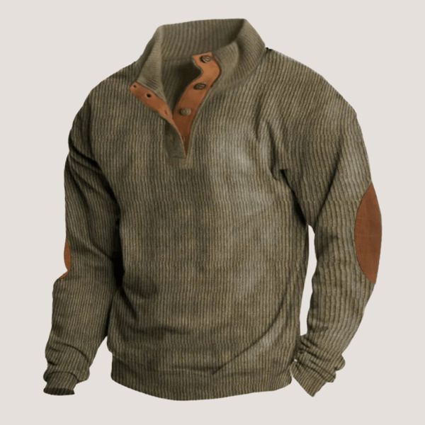 Men's Corduroy Button Collar Sweatshirt Loose Fit