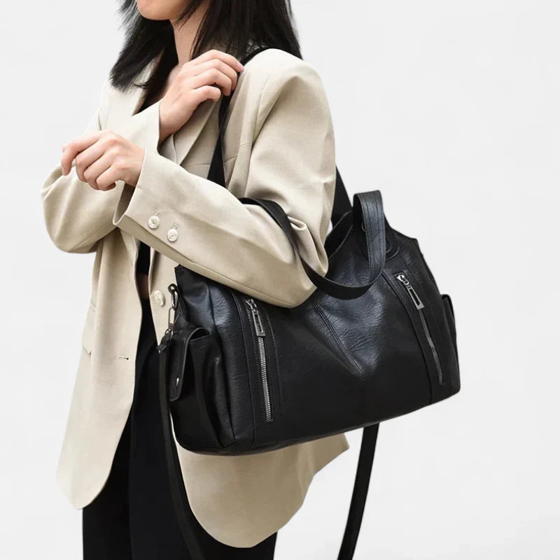 Large Retro Multi-Pocket Shoulder Bag