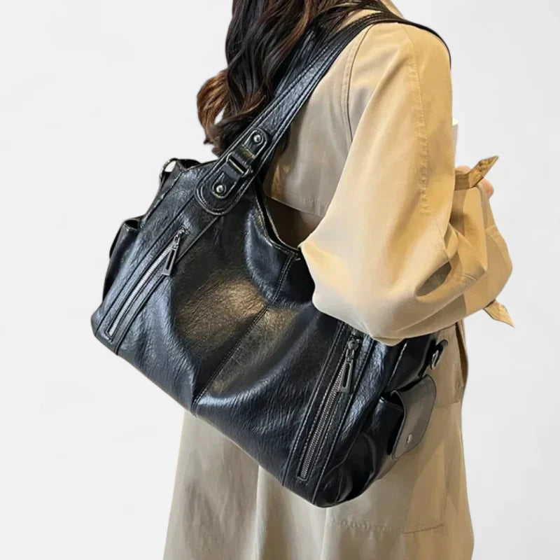 Large Retro Multi-Pocket Shoulder Bag